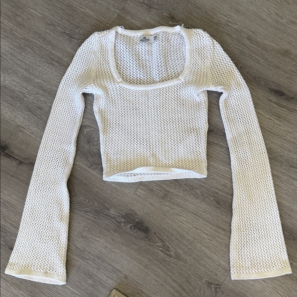 Hollister White Mesh Scoop Neck Blouse women’s